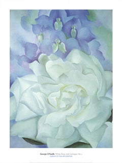 Stampa offset “O’Keeffe White Rose with Larkspur No. 2”, 40x30 pollici, senza cornice
