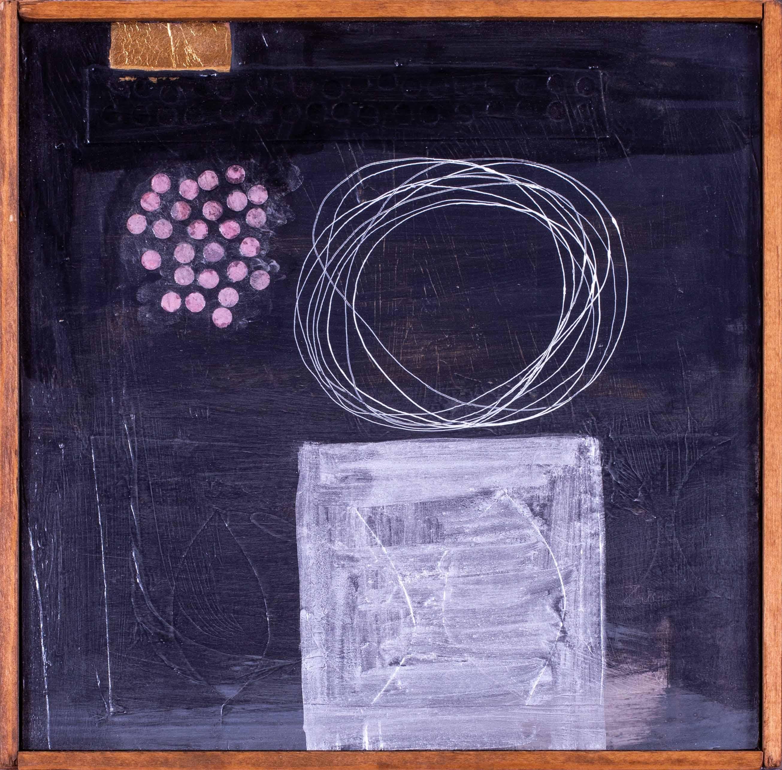 L'artiste abstraite américaine Giorgia Siriaco, œuvre carrée contemporaine en techniques mixtes - Mixed Media Art de Georgia Siriaco