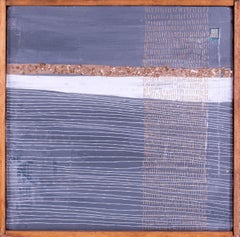 Zeitgenössische amerikanische Künstlerin Georgia Siriaco, „Goldgranulat auf Linien“, quadratisch