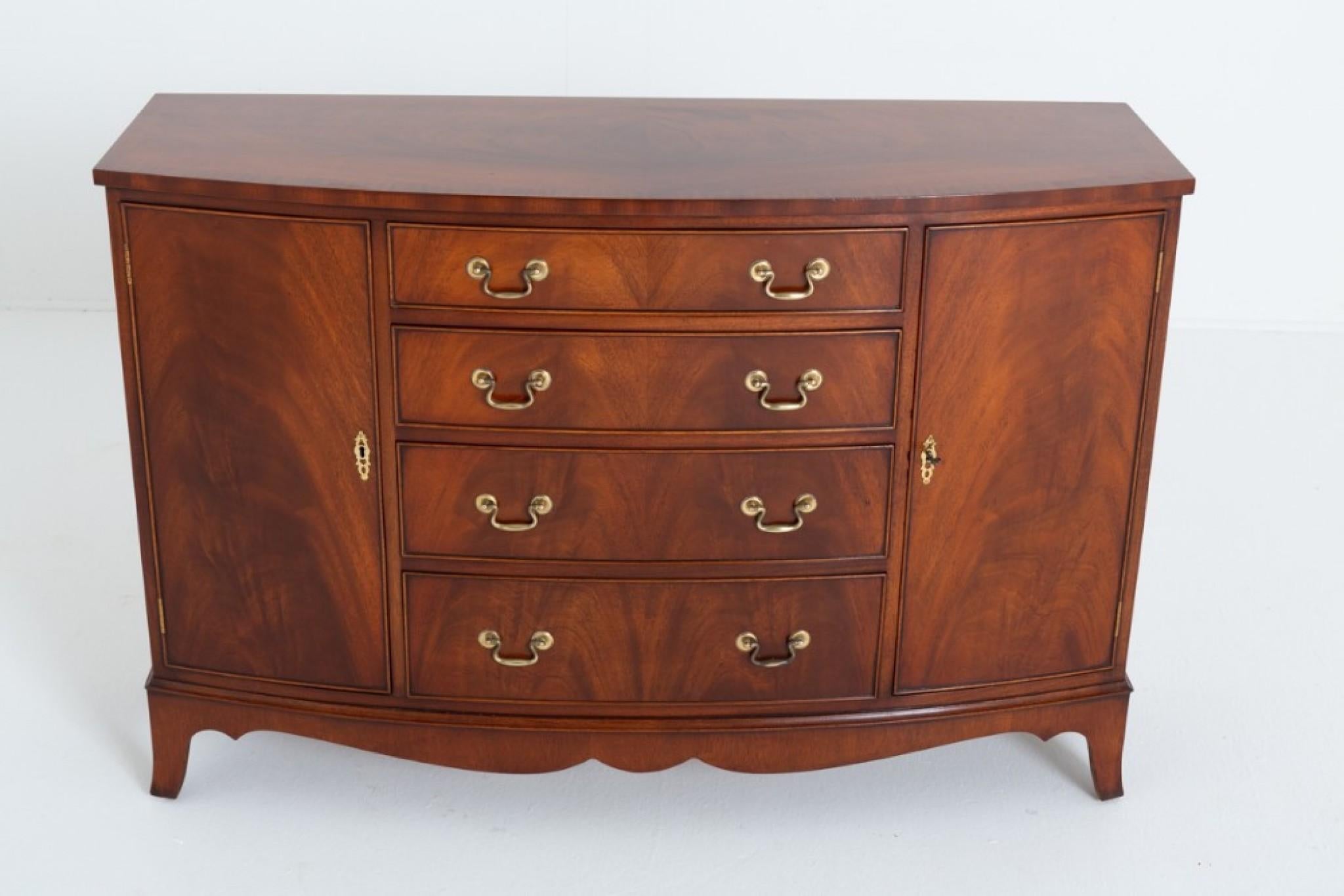 Georgian Georgia Style Sideboard Mahogany Bow Front Buffet For Sale