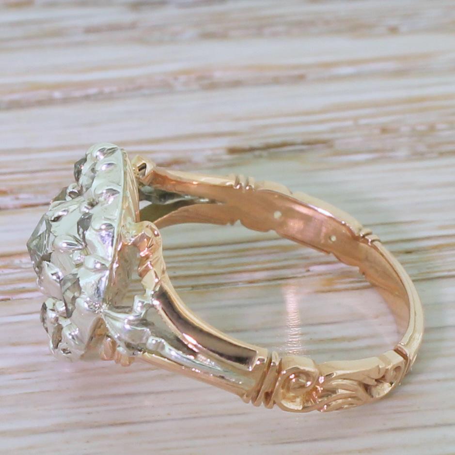 Georgian 0.50 Carat Rose Cut Diamond Cluster Ring In Good Condition For Sale In Essex, GB