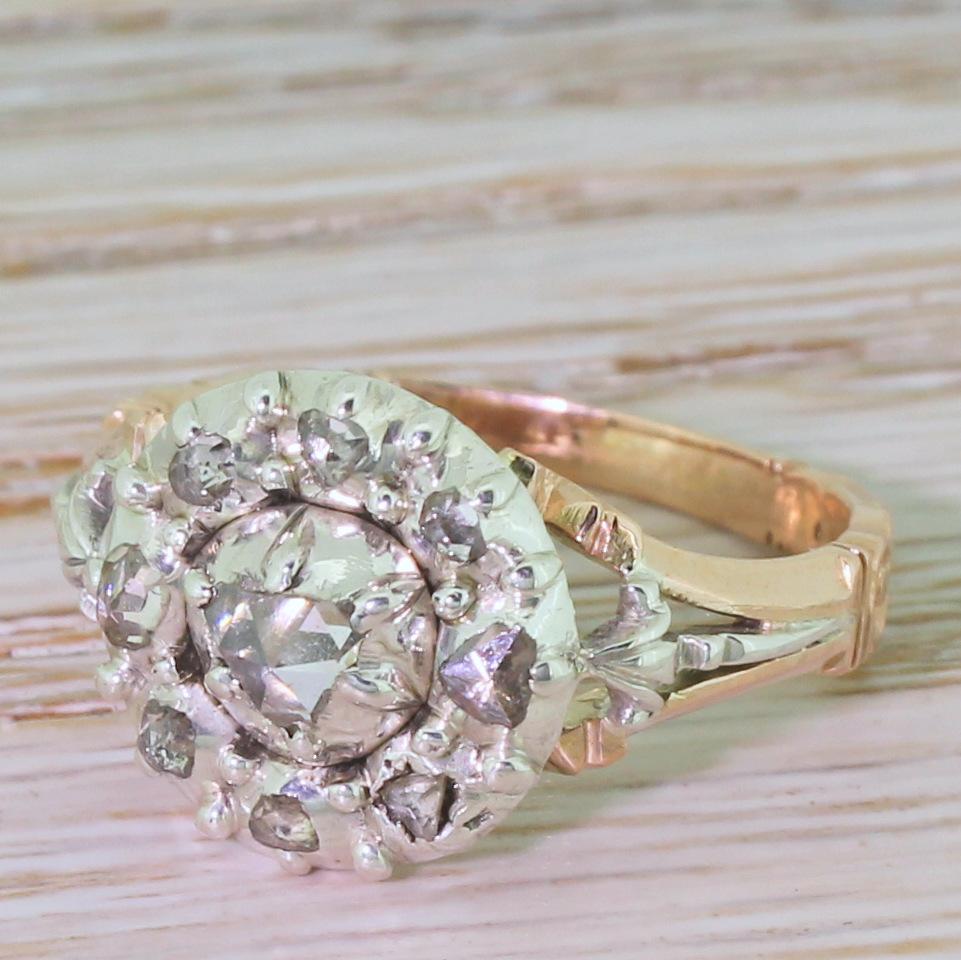 Georgian 0.50 Carat Rose Cut Diamond Cluster Ring For Sale 2