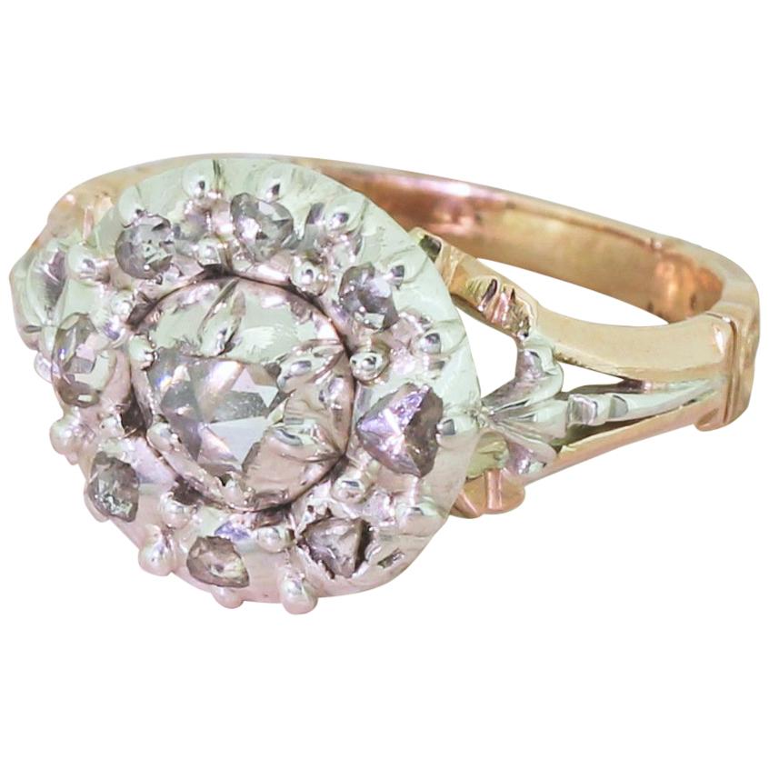Georgian 0.50 Carat Rose Cut Diamond Cluster Ring For Sale