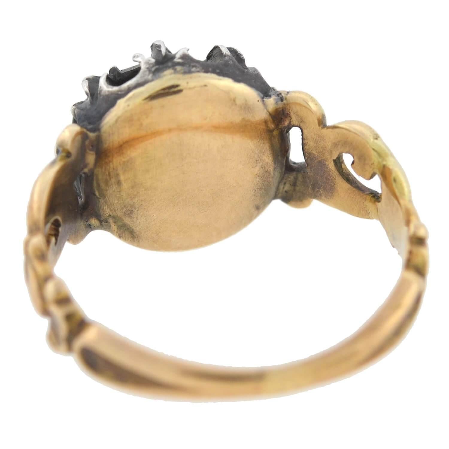 Georgian 1.00 Carat Old Rose Cut Diamond Ring In Good Condition In Narberth, PA