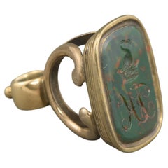 Georgischer 10K Gold Uhrenanhänger - Blutstein-Intaglio von Swan & Krone