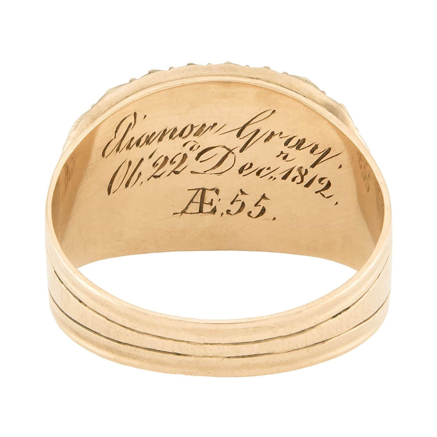 Anillo de Luto Georgiano de Ónix 10k Sin cortar en venta