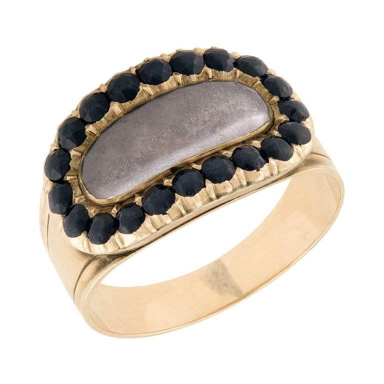 Georgian 10k Onyx Mourning Ring For Sale at 1stDibs
