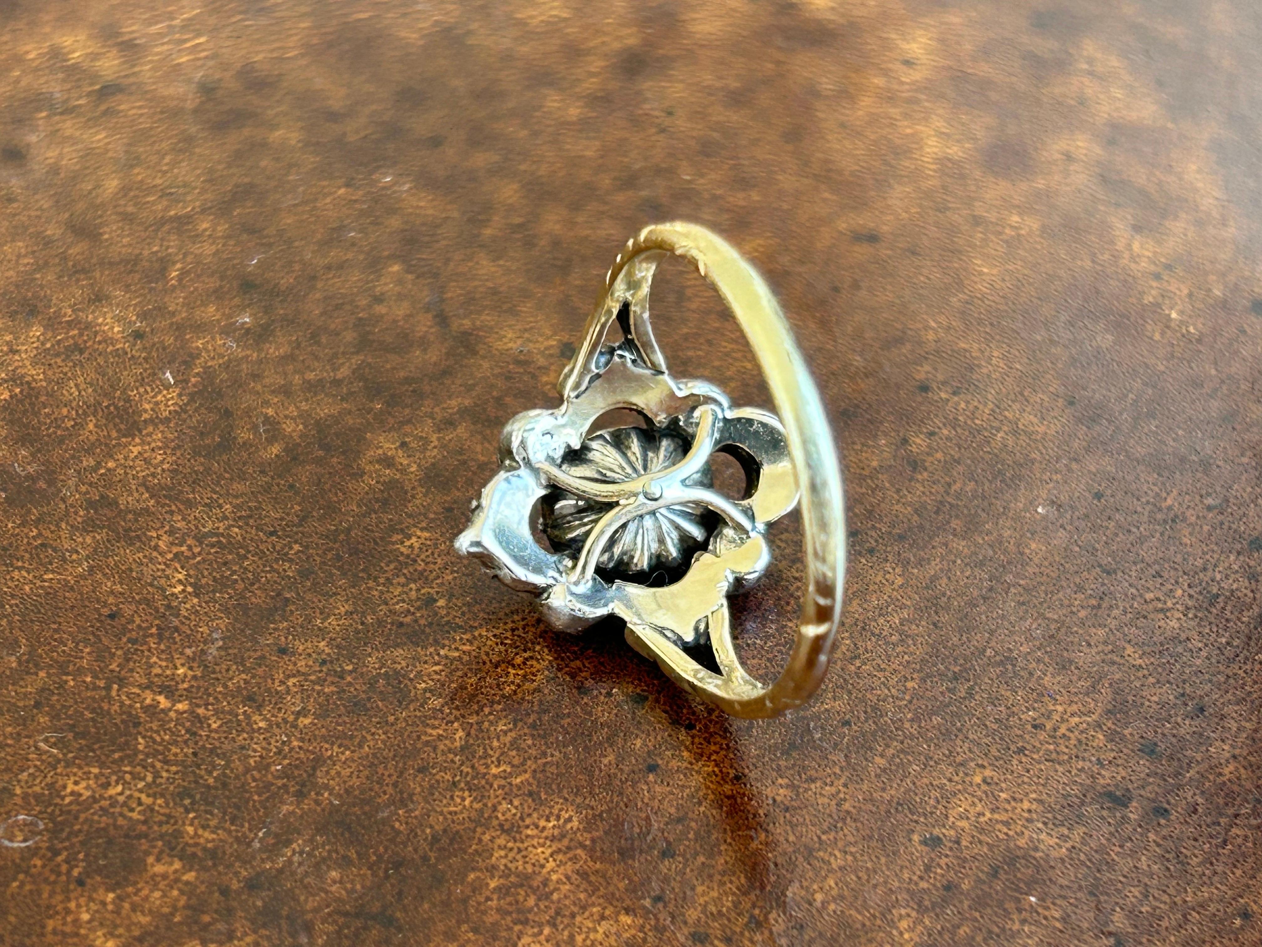 Georgian 1.2 carat Center Dome Rose Cut Diamond Ring For Sale 1
