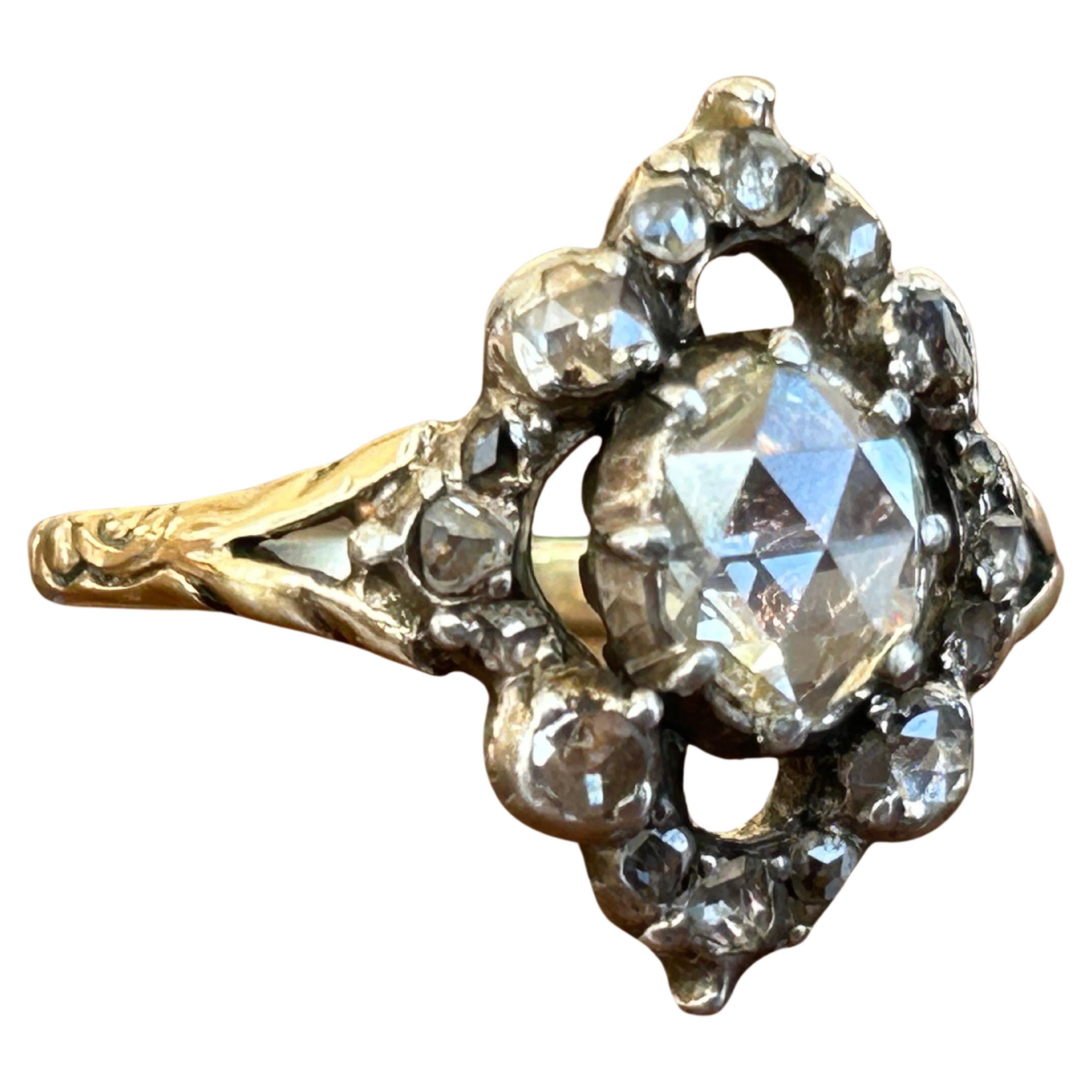 Georgian 1.2 carat Center Dome Rose Cut Diamond Ring For Sale