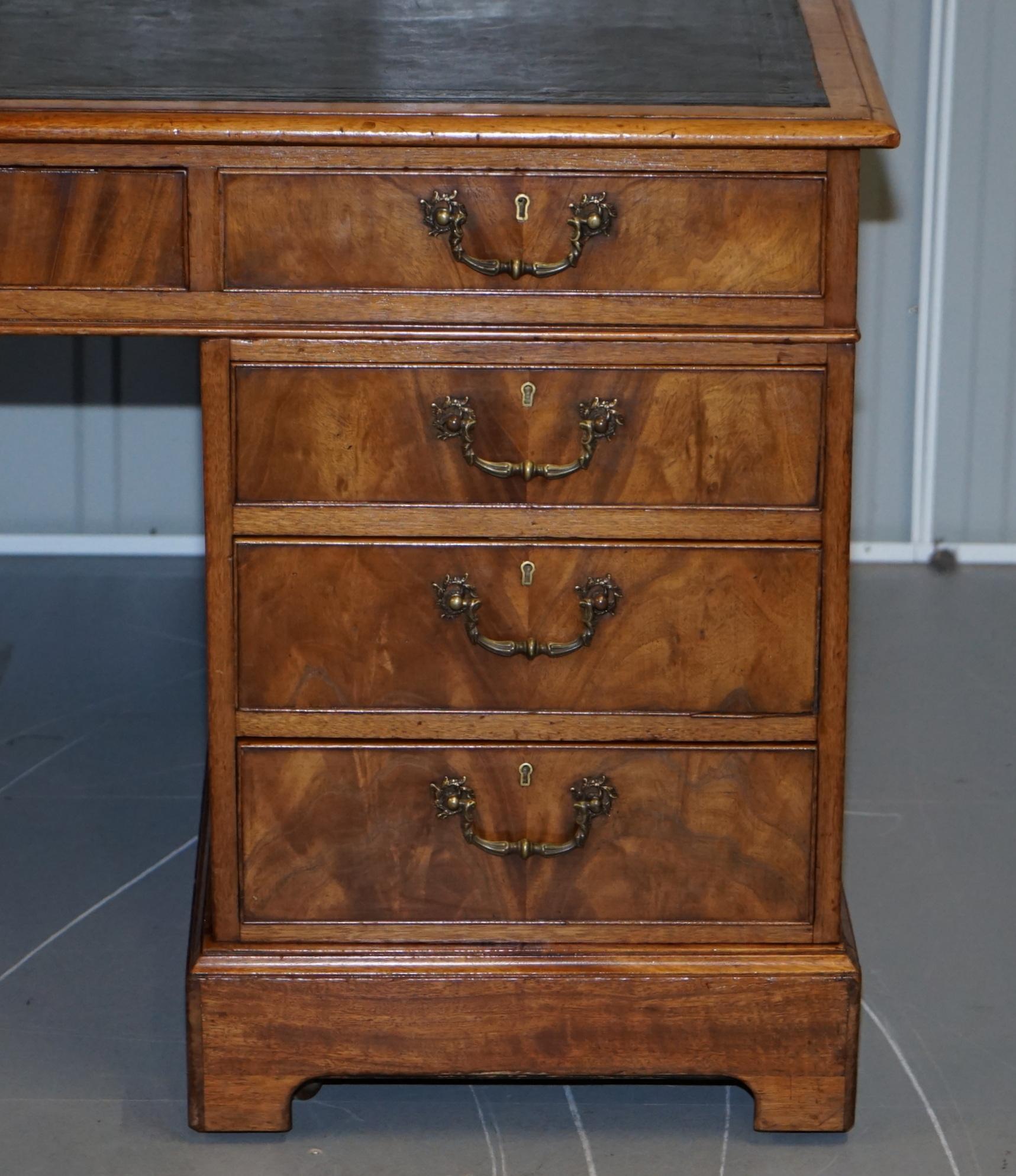 Georgian 12 Drawer 2 Cupboard Campaign Twin Pedestal Double Sided Partner Desk 6