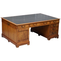 Georgian 12 Drawer 2 Cupboard Campaign Twin Pedestal Double Sided Partner Desk