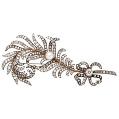 Antique Georgian 14 Karat Feather with Diamonds Brooch