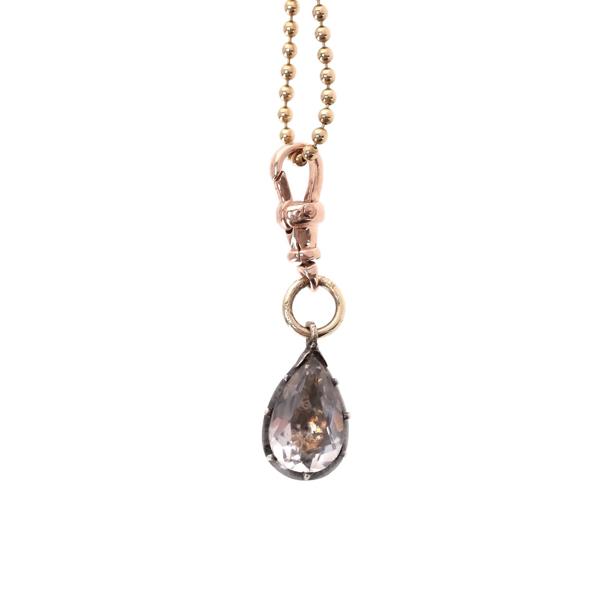Collier boule en or 14ct de style géorgien avec pendentif en forme de poire Excellent état - En vente à London, GB