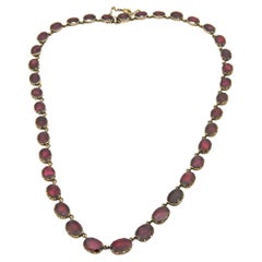 Antique Georgian 14k Garnet Riviera Necklace