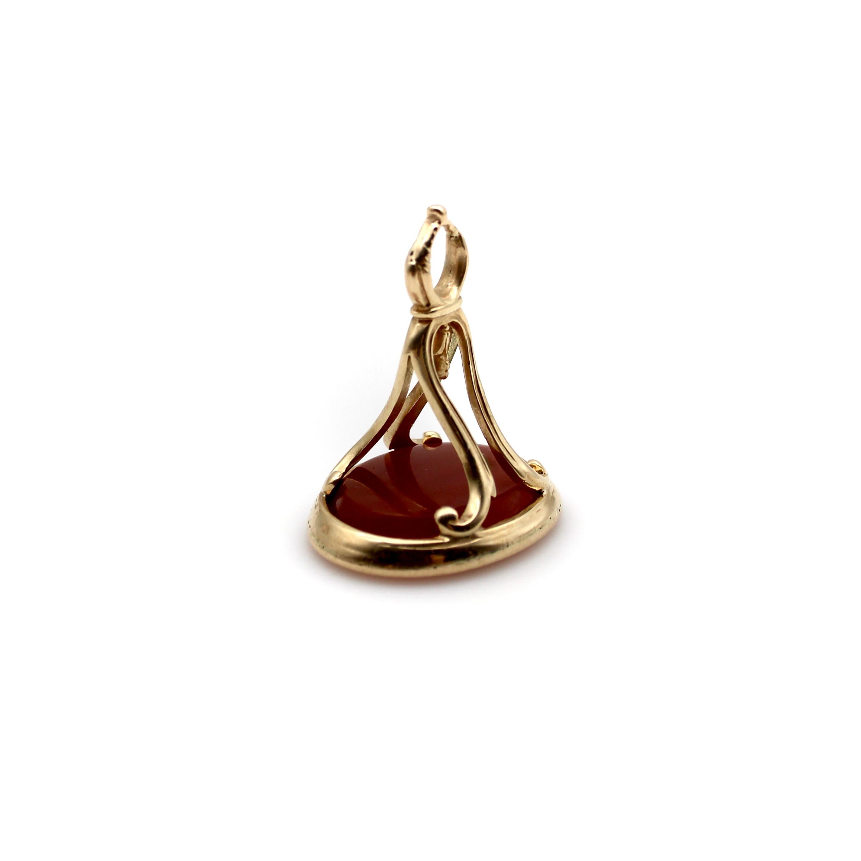 Oval Cut Georgian 14K Gold Carnelian Intaglio Fob