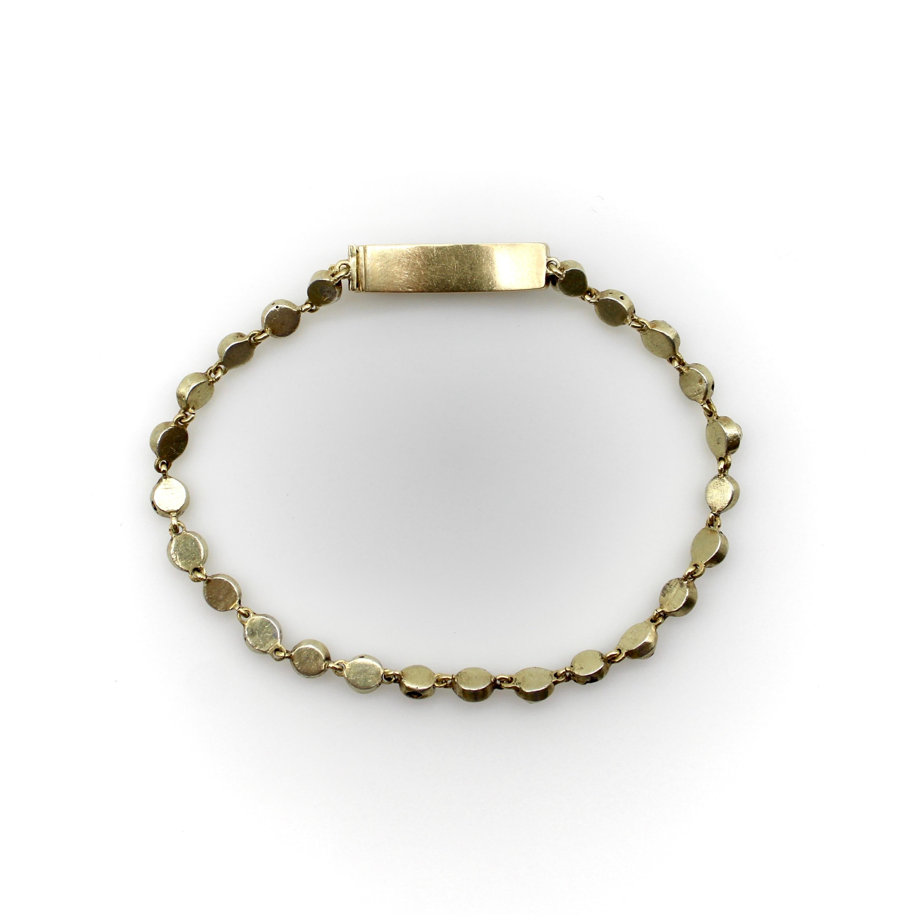 Bracelet géorgien en or 14 carats avec diamants et rubis en vente 1