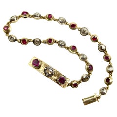 Georgian 14K Gold Diamond Ruby Bracelet