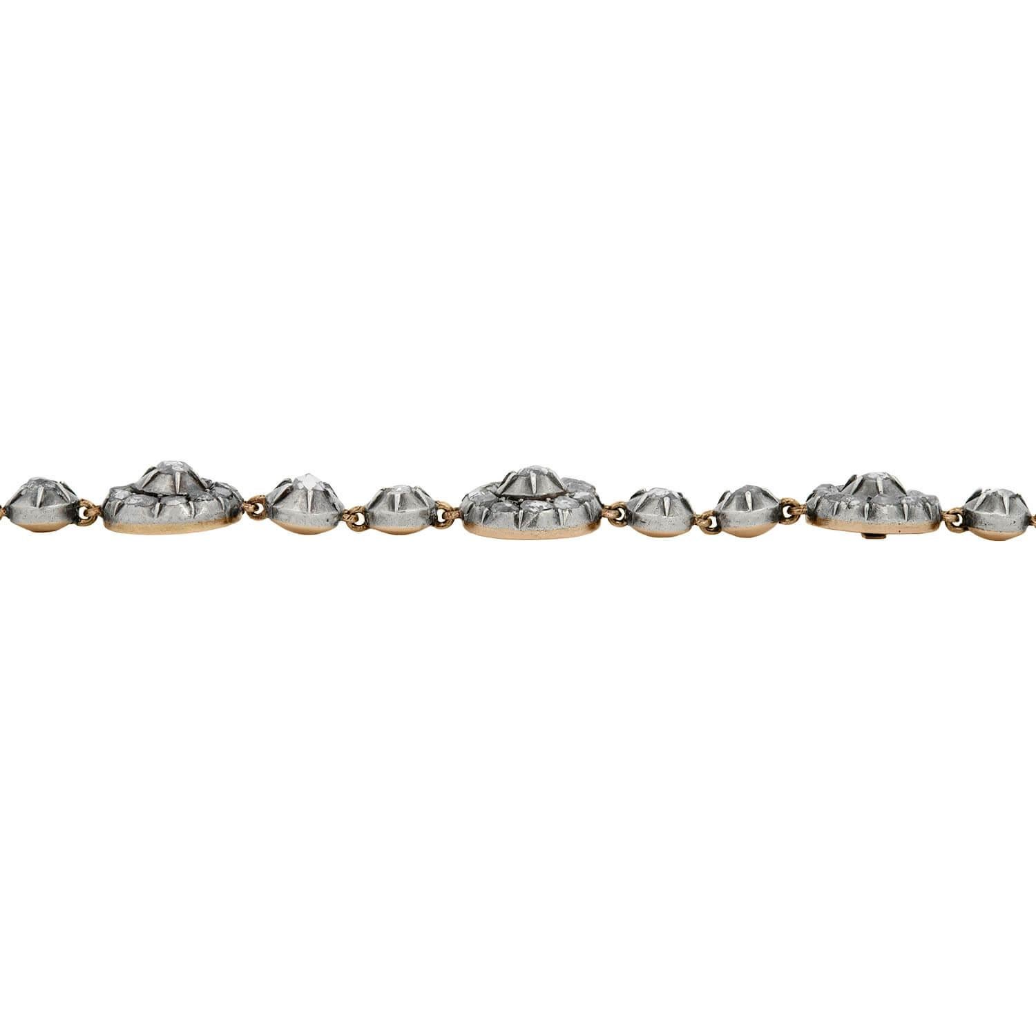 Georgianisches 14k/Sterlingsilber-Diamantarmband mit Rosenschliff im Rosenschliff 2ctw Damen im Angebot