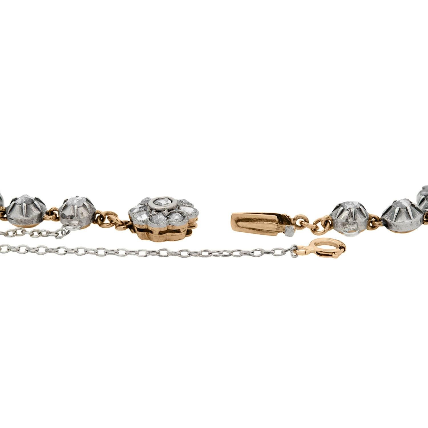 Georgian 14k/Sterling Silver Rose Cut Diamond Bracelet 2ctw For Sale 1