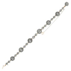 Antique Georgian 14k/Sterling Silver Rose Cut Diamond Bracelet 2ctw