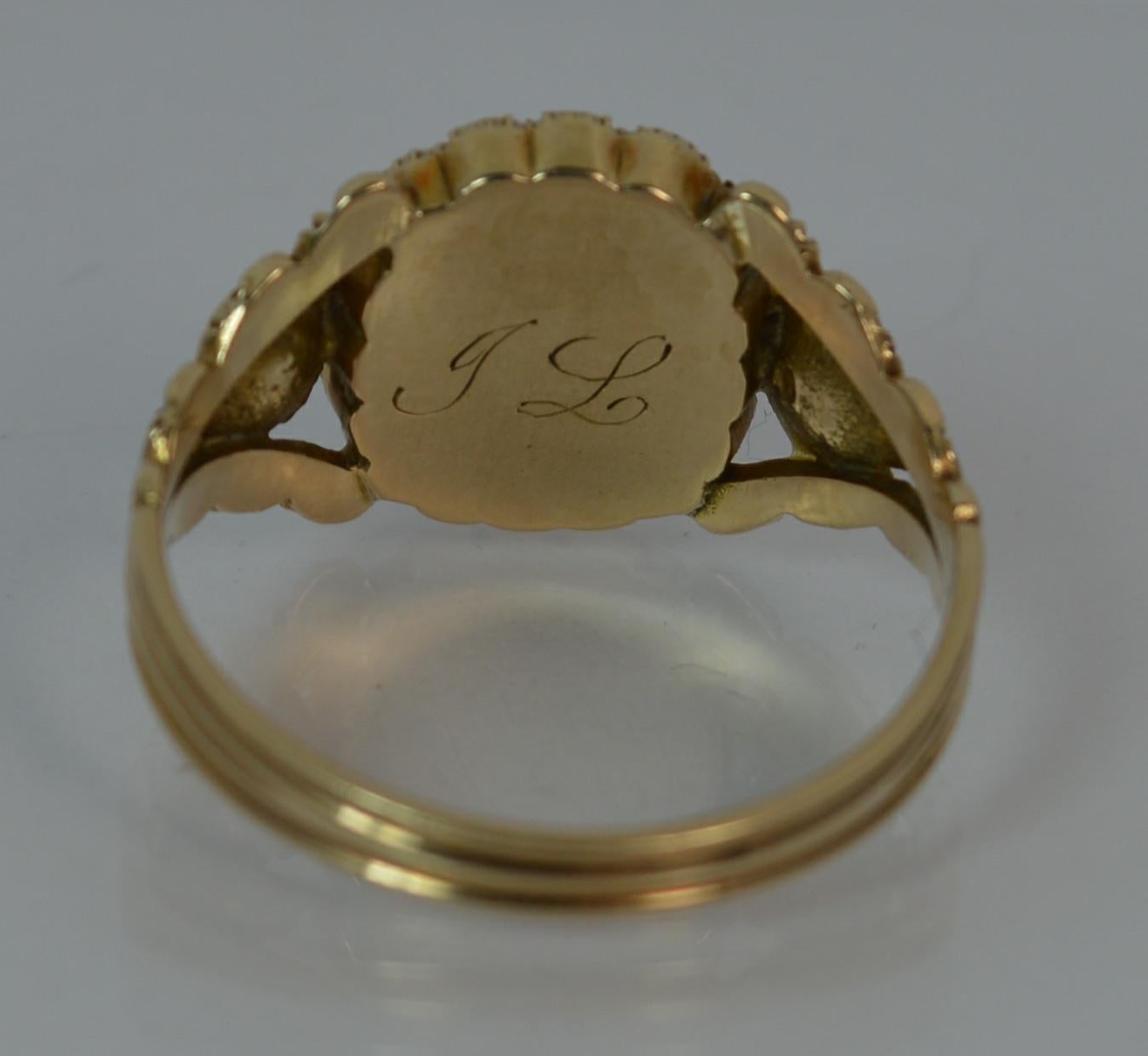 Georgian 15 Carat Gold Foil Back Rock Crystal and Pearl Cluster Mourning Ring 9