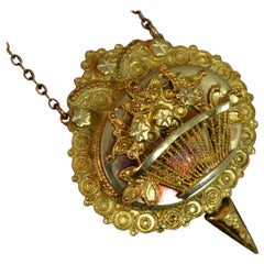 Georgian 15 Carat Gold Giardinetti Pendant and Chain