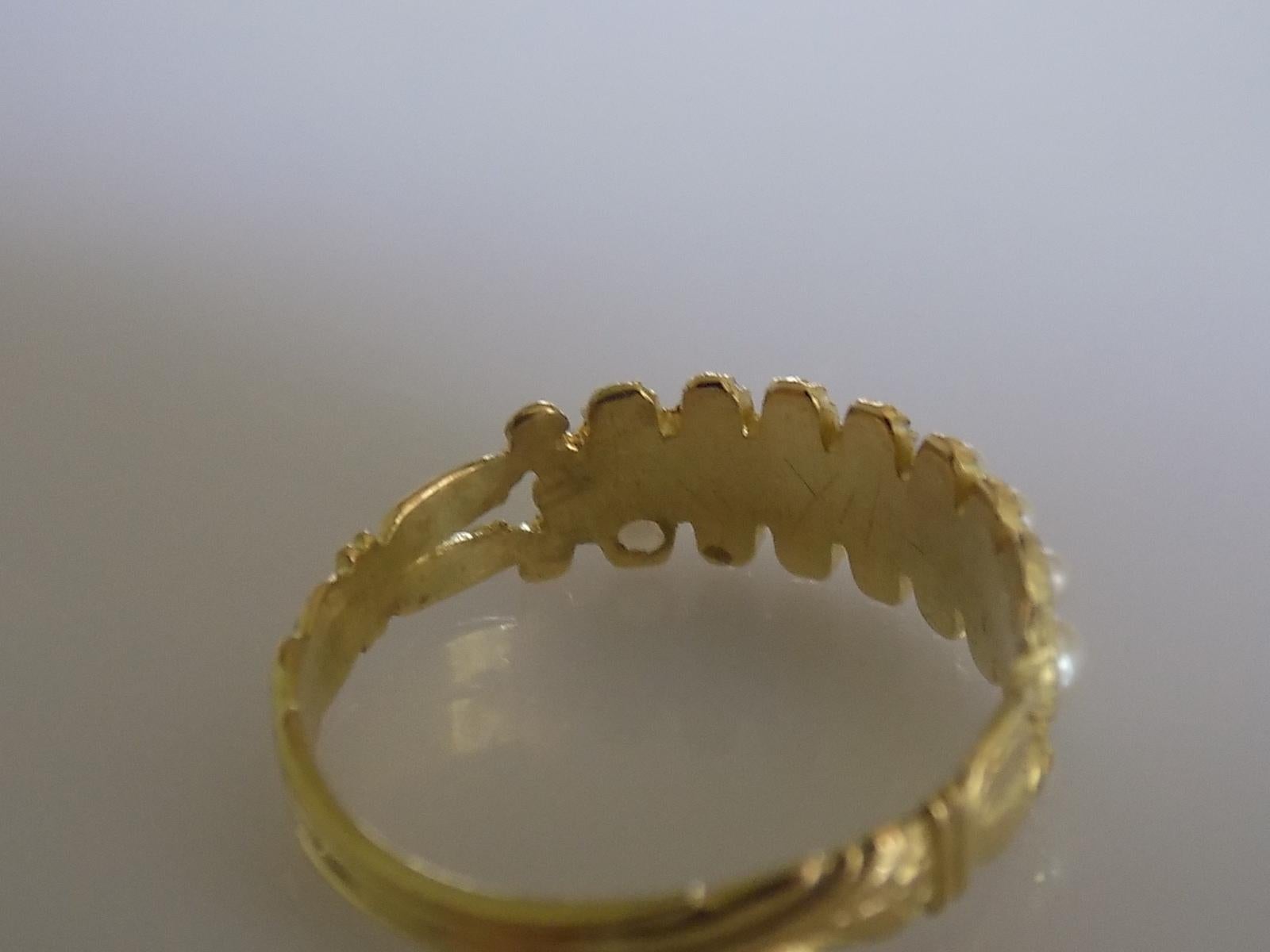 Georgian 15 Carat Gold Pearl Half Eternity Ring 2