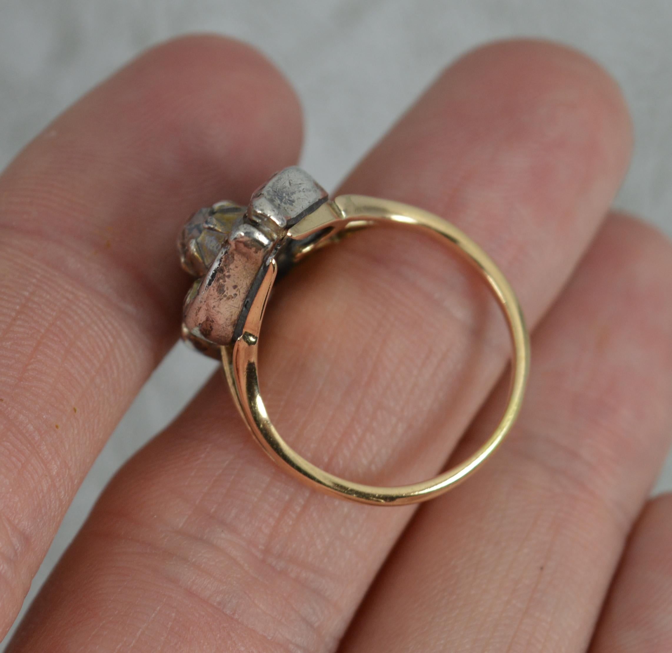 Women's Georgian 15ct Gold and Rose Cut Diamond Cluster Panel Ring, c1780