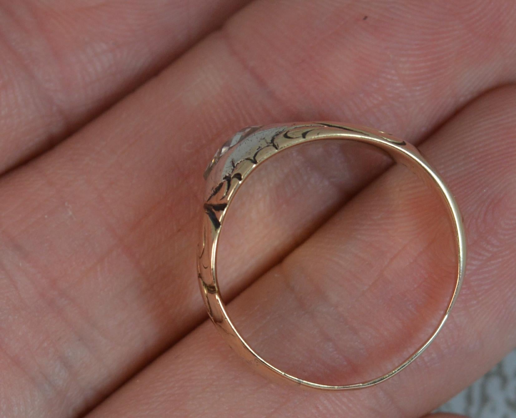 Women's Georgian 15 Carat Gold and Rose Cut Diamond Solitaire Band Ring