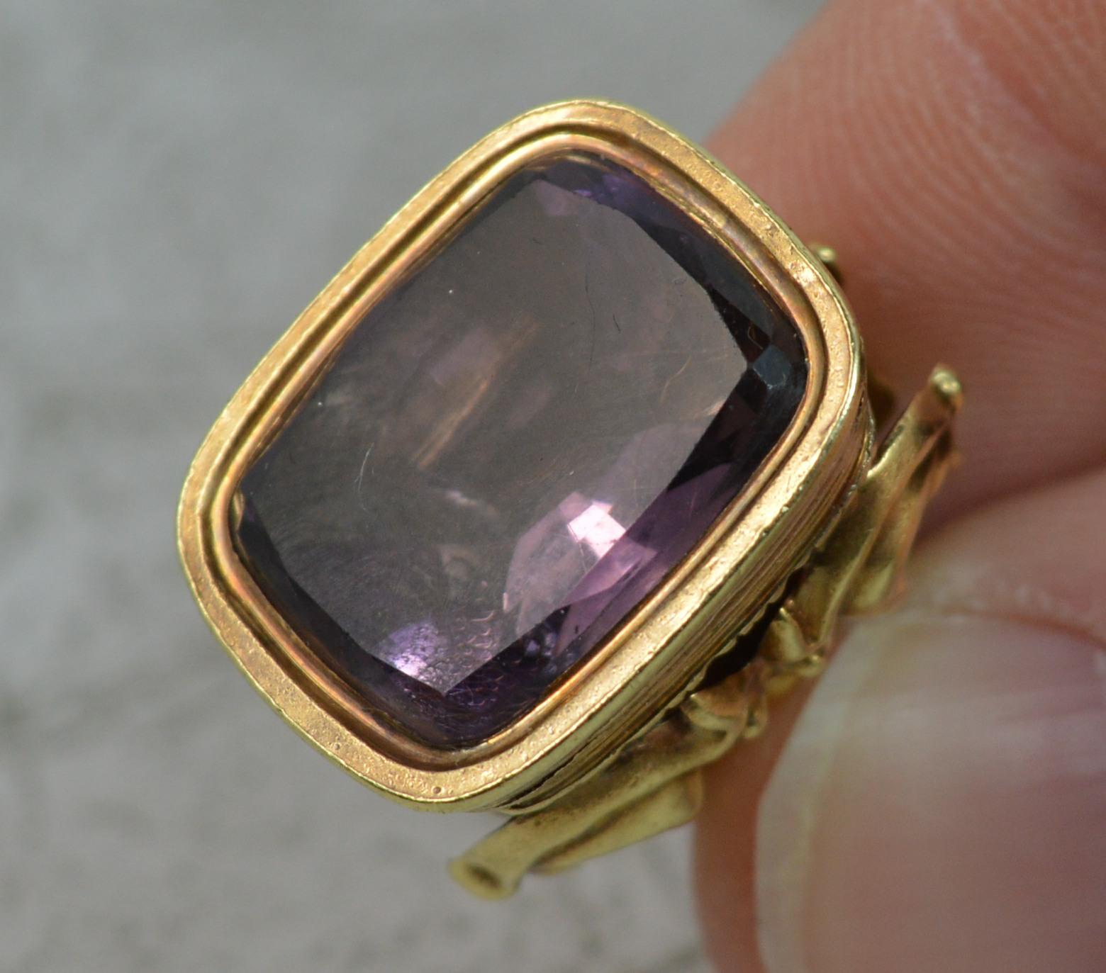 Georgian 15ct Gold Foiled Amethyst Fob Seal Pendant In Good Condition In St Helens, GB