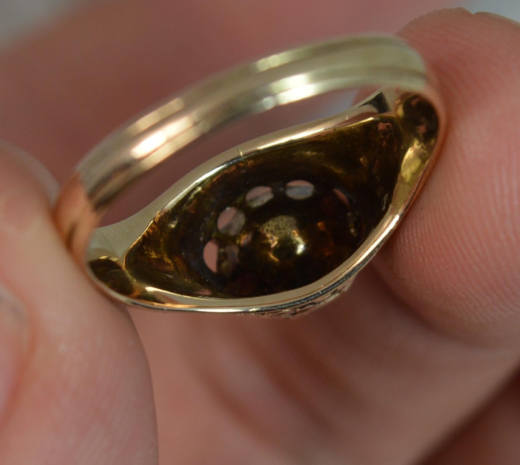 Georgian 15 Carat Gold Rose Cut Diamond Solitaire Enamel Ring 3