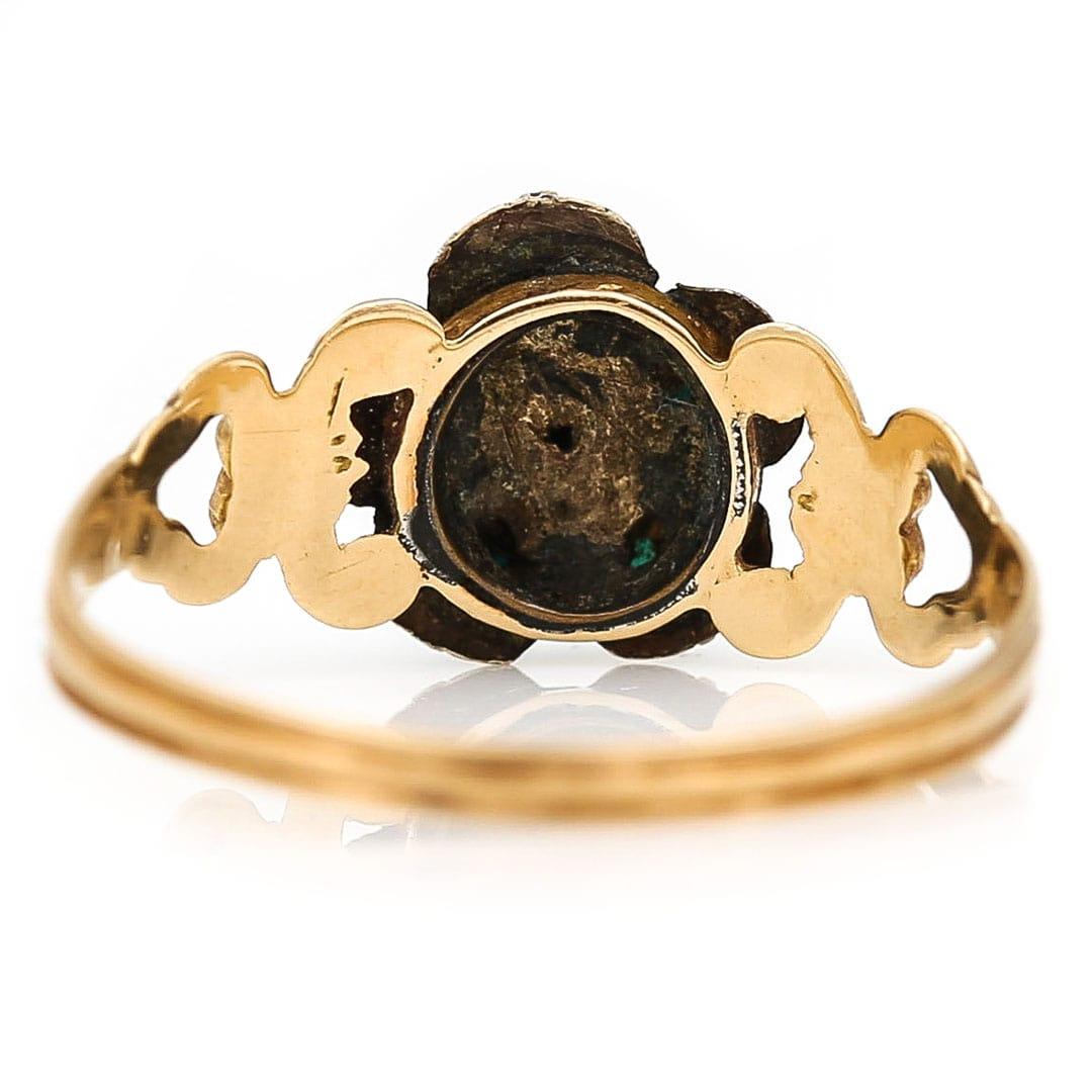Georgian 15ct Gold, Turquoise and Garnet Forget me Not Ring, Circa 1830 2
