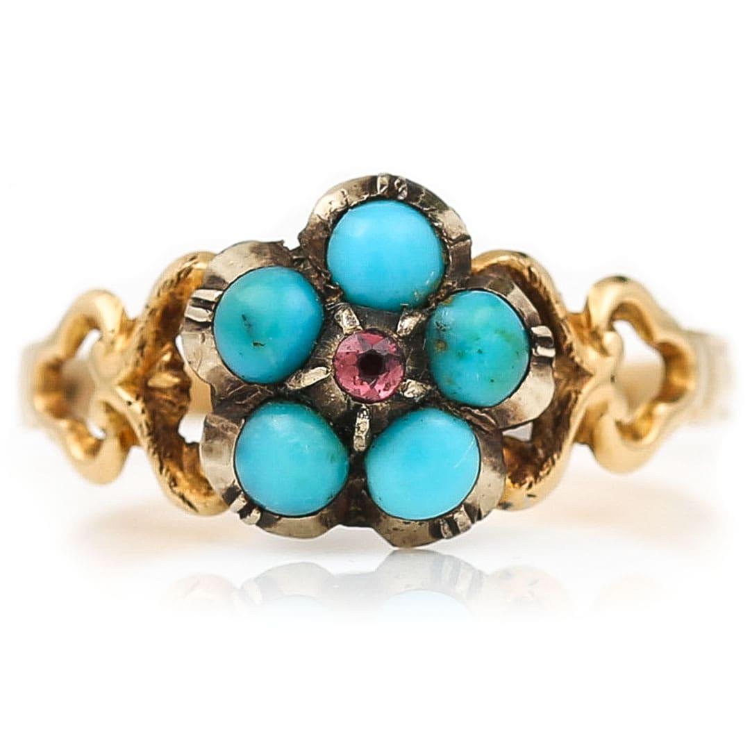 garnet and turquoise ring