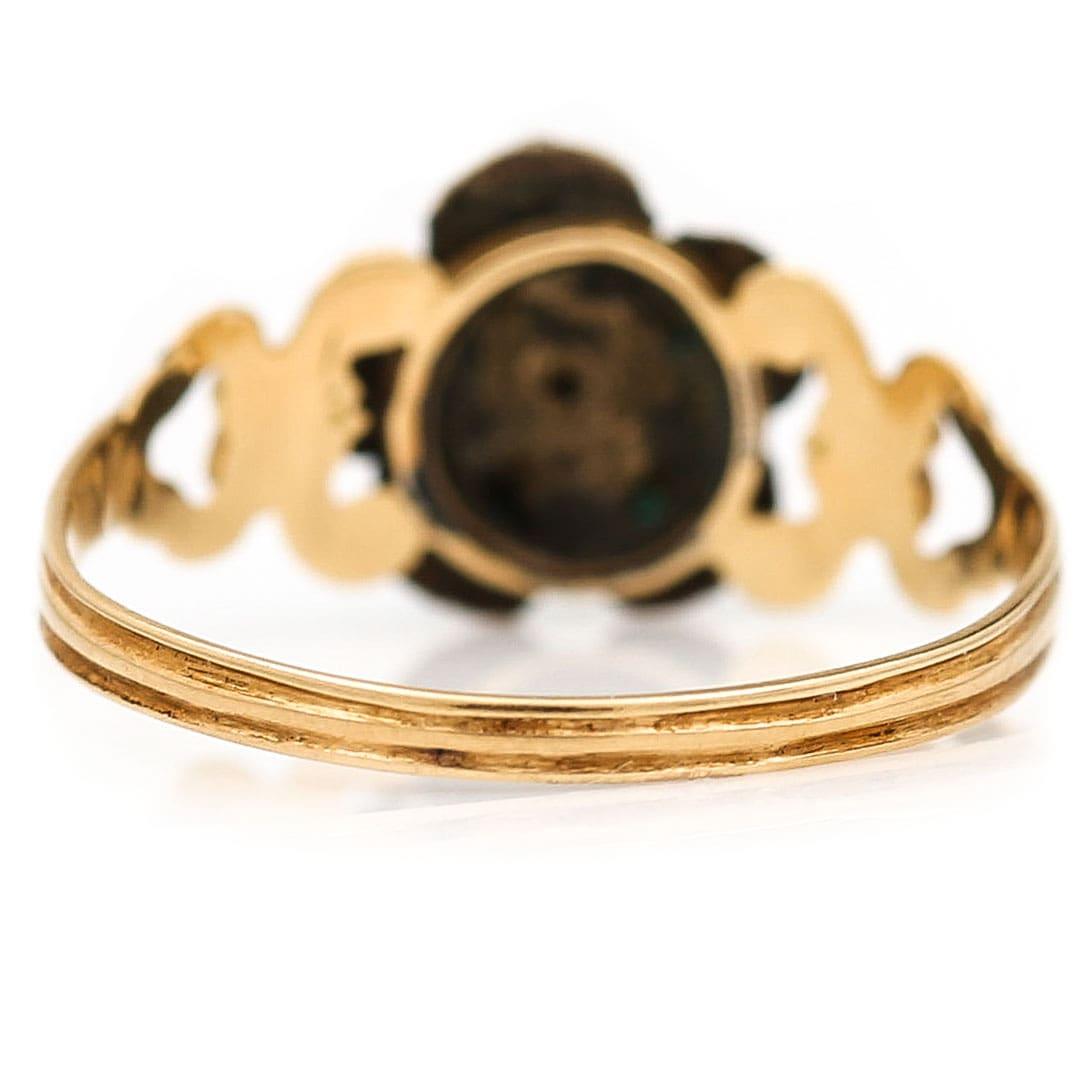 Georgian 15ct Gold, Turquoise and Garnet Forget me Not Ring, Circa 1830 1