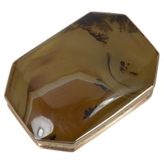 Georgian 15ct Rose Gold and Moss Agate Large Snuff Box