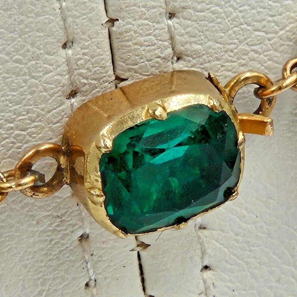 Georgian 15ct Rose Gold Green Paste Rivière Necklace Pendant Earring Set 1700's For Sale 3