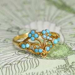 Georgian 15k Gold Turquoise Giardinetti Ring, Circa 1820