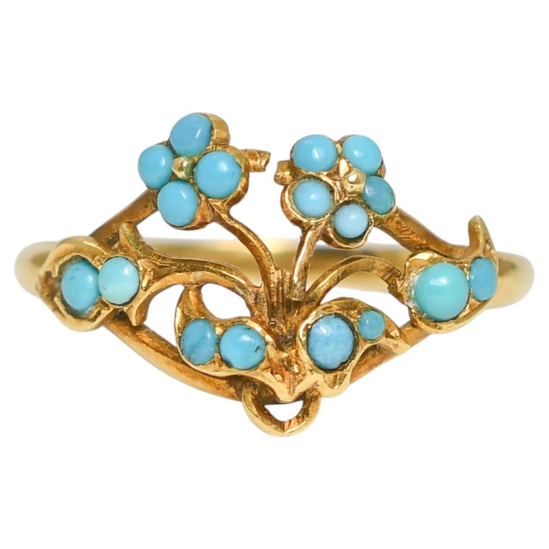 Georgian 15k Gold Turquoise Giardinetti Ring, Circa 1820