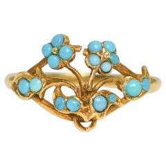 Georgian 15k Gold Turquoise Giardinetti Ring, Circa 1820