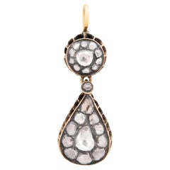 Georgian 15k Rose Cut Diamond Drop Pendant