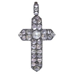 Georgian 15KT Gold
Rose-Cut Diamond Cross Pendant, c.1800