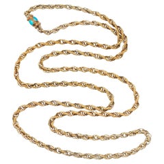 Georgian 15kt Twisted Rope Chain with Etruscan Turquoise Clasp
