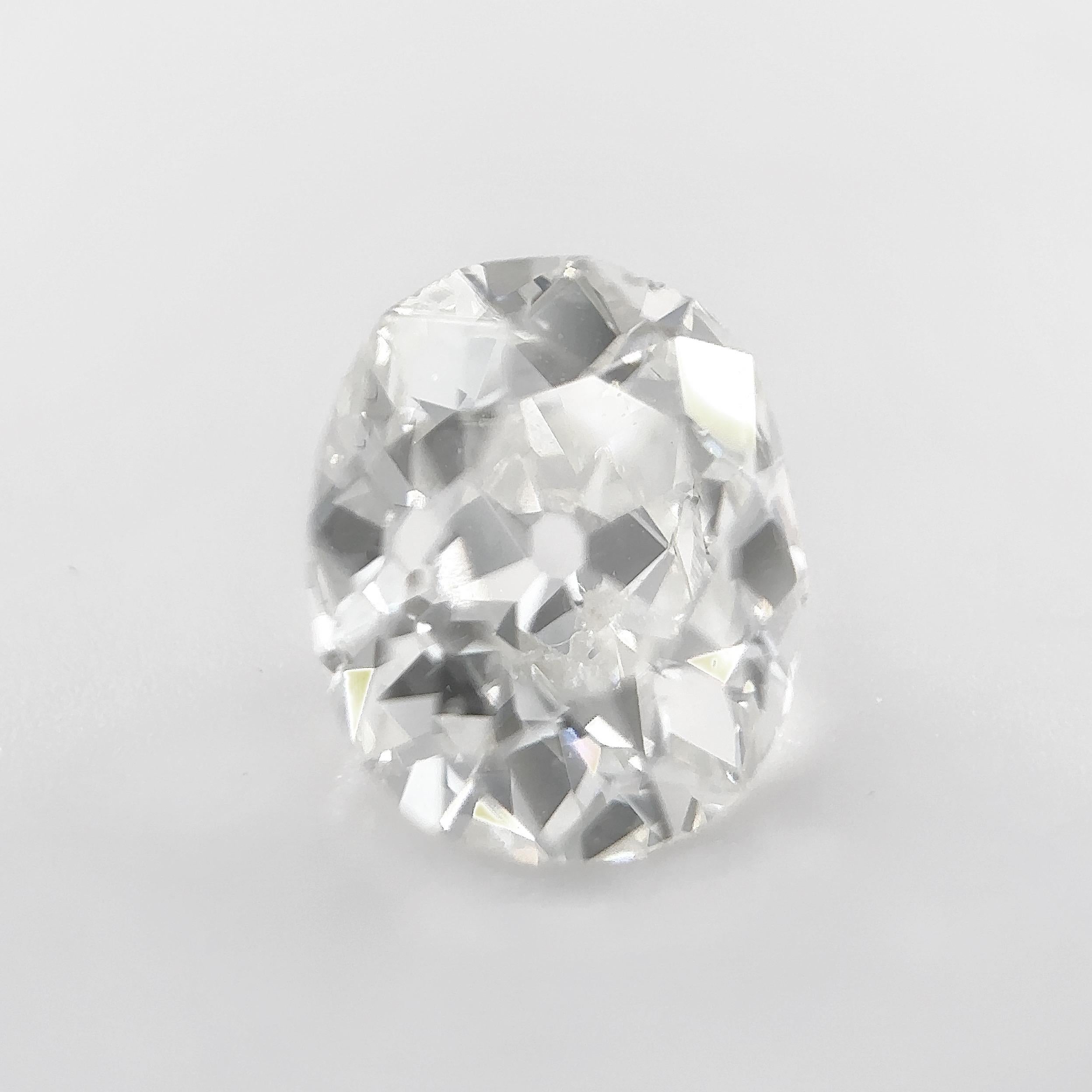 Women's or Men's Georgian 1.69 carats Old Mine Cut Loose Diamond With Ring  For Sale