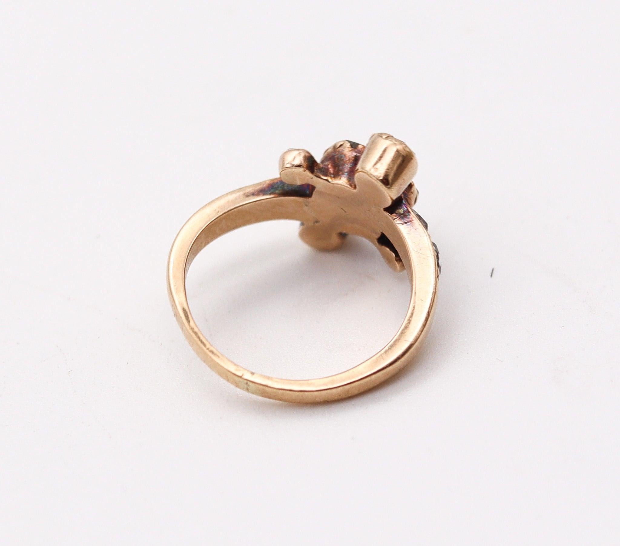 GEORGIAN 1760 England Ring In 16Kt Gold & Silver With Dutch Rose Cuts Diamonds For Sale 1