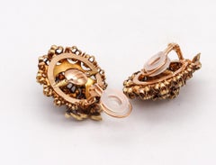 Orecchini antichi georgiani del 1785 in oro 15kt e smalto con 5,64 carati di diamanti