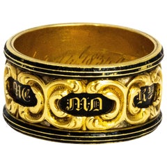 Georgian 18 Carat and Enamel Gold in Memory Band