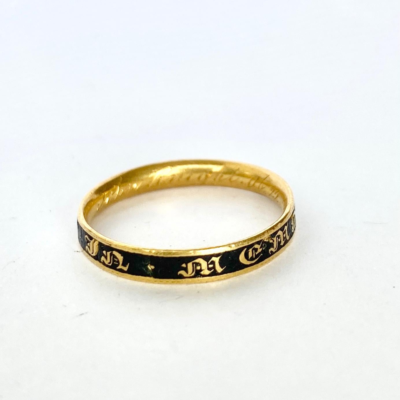 Georgian 18 Carat Gold and Black Enamel Mourning Band In Good Condition For Sale In Chipping Campden, GB