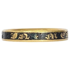 Georgian 18 Carat Gold and Black Enamel Mourning Band