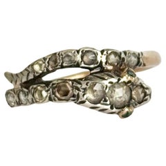 Georgian Gold and Silver Rose Cut Diamond Snake Ring