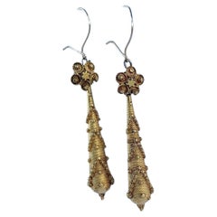 Pendientes Cannetille de oro georgiano de 18 quilates
